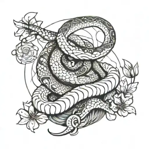 Lotus Mountain Snake Intertwined Symbolizing