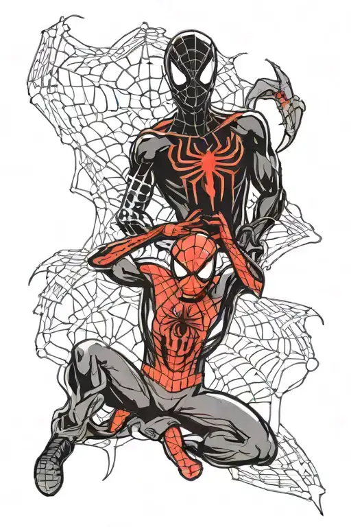 Spiderman And Miles Morales In Their Black Spider-man Suits