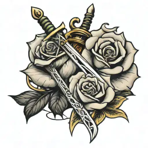 Sword And Rose Intertwined