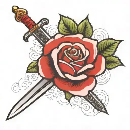Red Rose With Sword