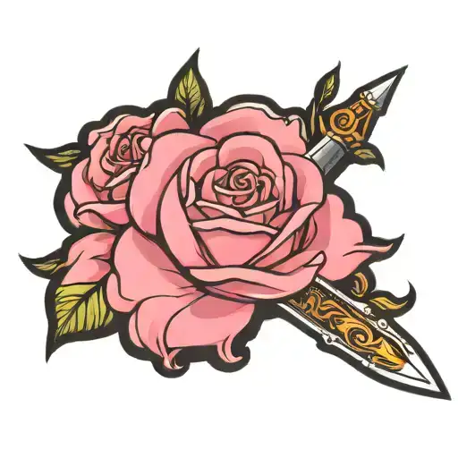 Pink Rose With Sword
