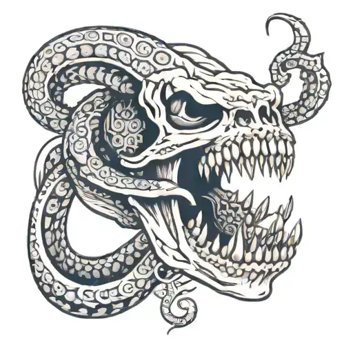 Serpant Biting A Skull