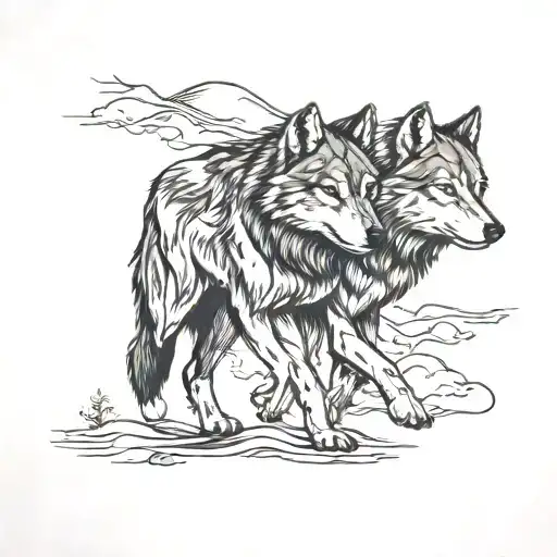 Wolf Walking Together