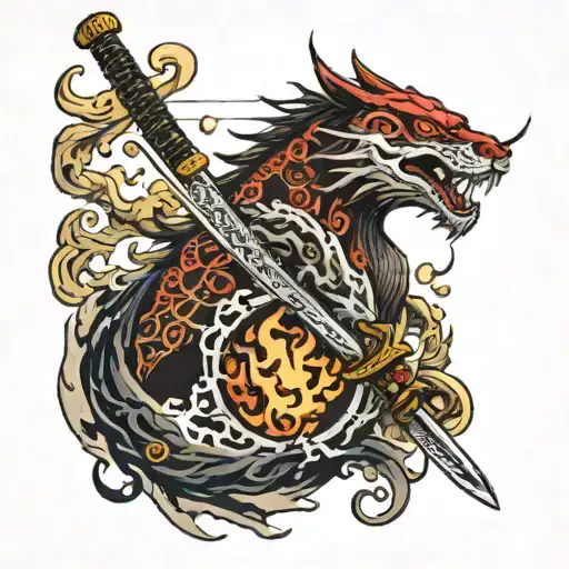 Katana With Thunder And Fire