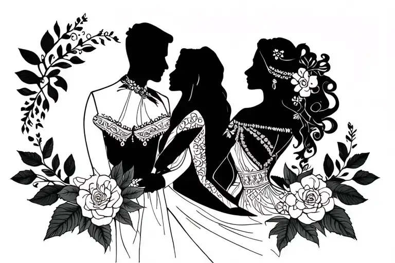 Line Art Celebrating Wedding