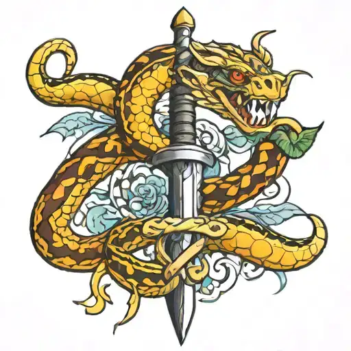 Sword And Snake Wrapped Tightly