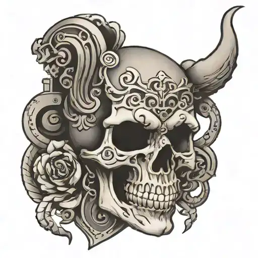 Skull Made Entirely Black Human Heart Shaped Lock