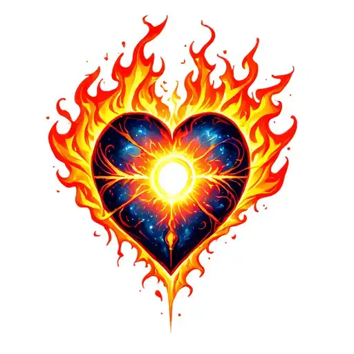 A Heart Expanding In To A Cosmic Fire Flames