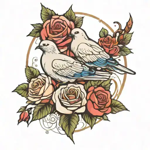 Dove And Roses Intertwined