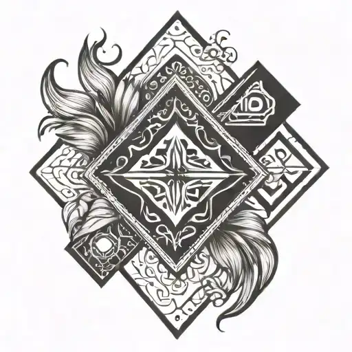 Black Neotribal Rhombus Sternum Cover Up