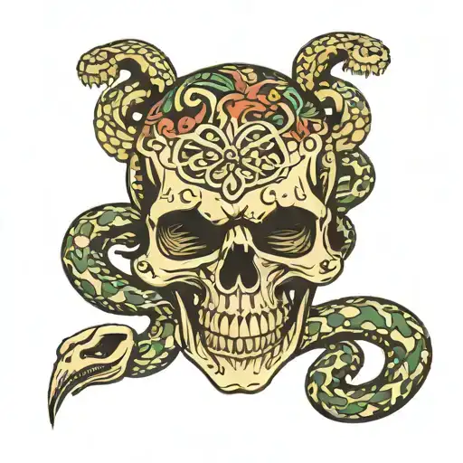 Skull With Snake