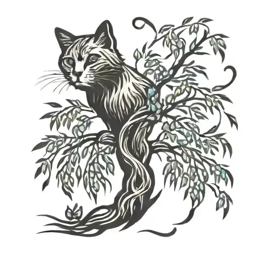 Willow Tree With Cat Paw Print Forming