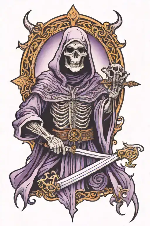 Grim Reaper With Violet Aura Surrounding