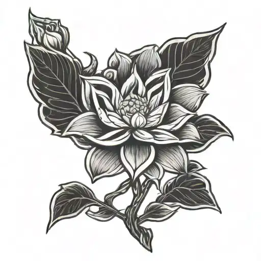 Celtic Lotus Flower Engraved With The Japanese Mu Calligraphy