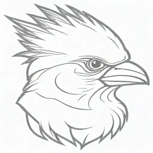 Flaming Cardinal Head Profile Holding A Book