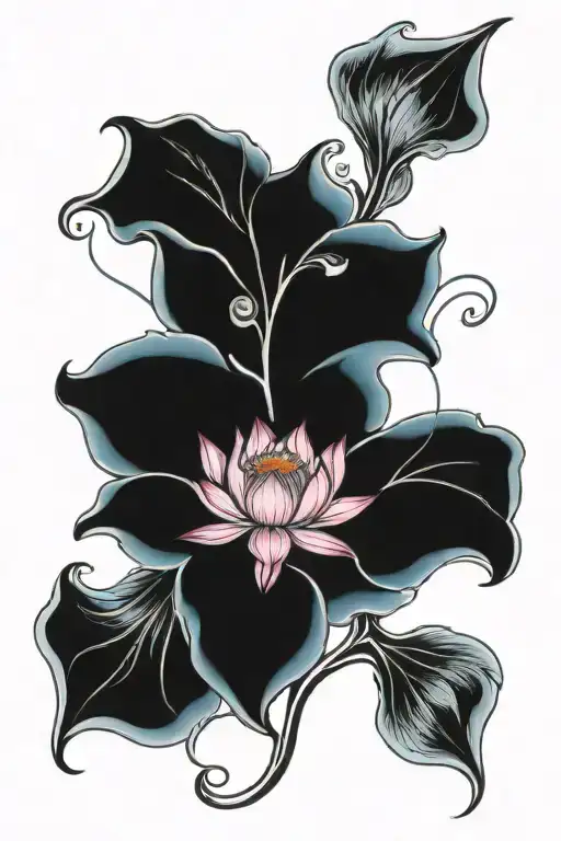 Cross With Blue Lotus Flower In The Center Surrounded