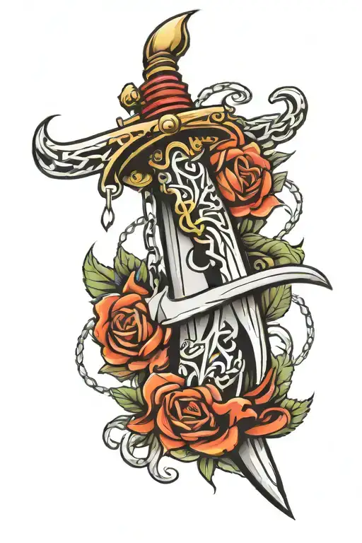 Dagger With Chain Wrapped