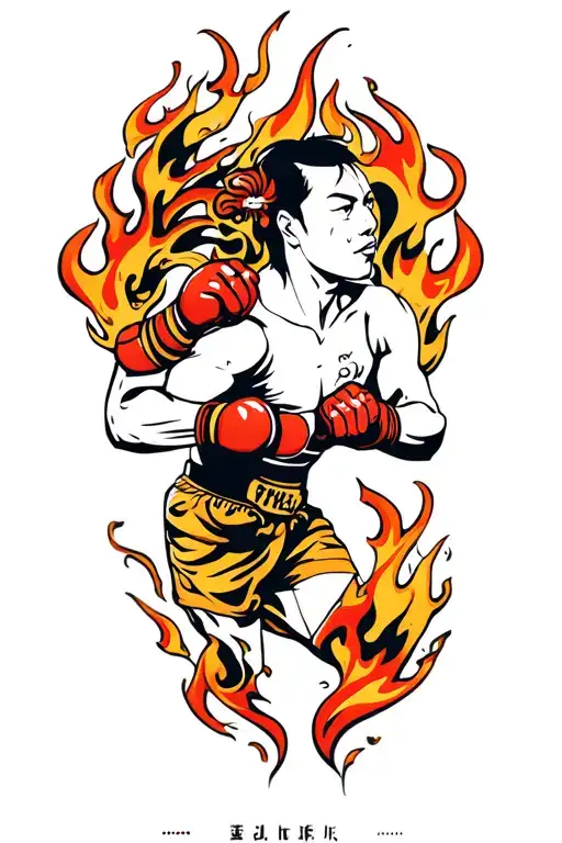 Muay Thai With Swirls Like Lively Flames