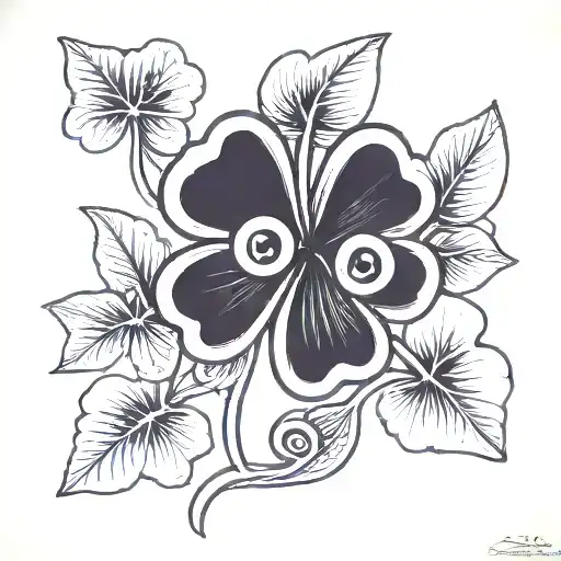 Four Leaf Clover With Eyes In Each Leaf