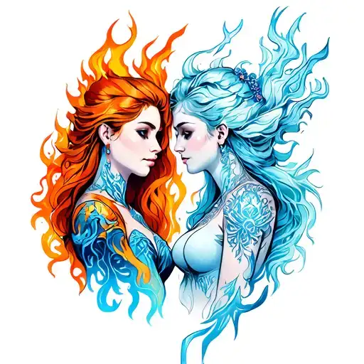 Ice And Fire Female Couple