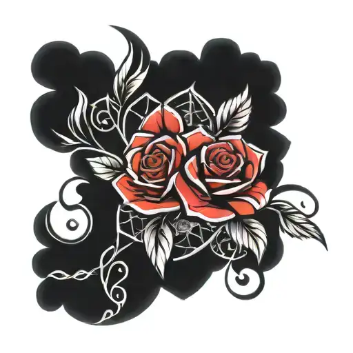 Diamond Red Roses Glowing Tribal Inspired Design