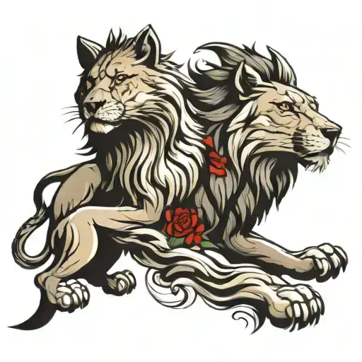 Lion And Wolf