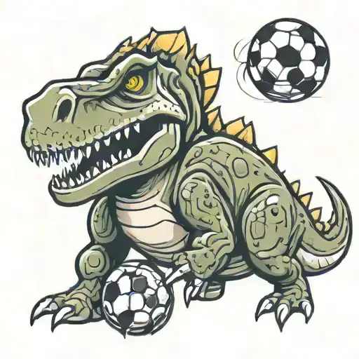 Dinosaur And Soccer Ball