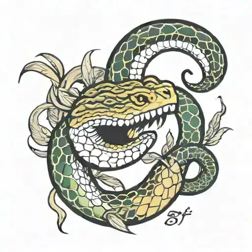 Letter S Snake Ends Open Mouth