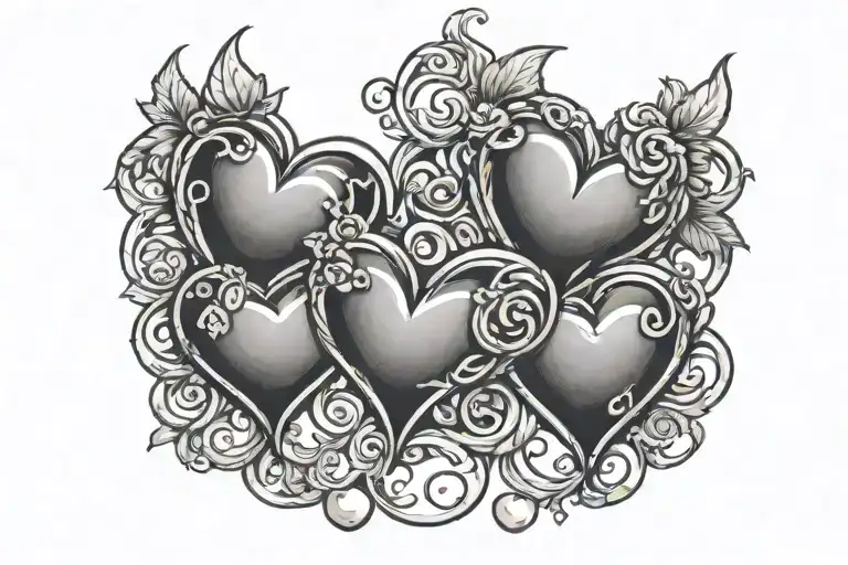 3 Little Shaded Hearts