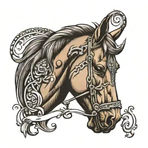 Horse Head And Name Tattoo Design