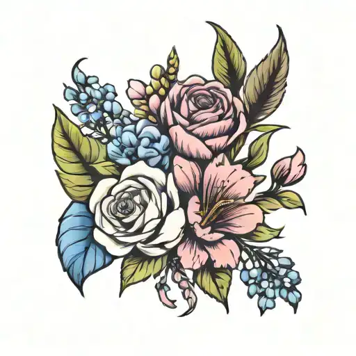 July And April Birth Flower Bouquet