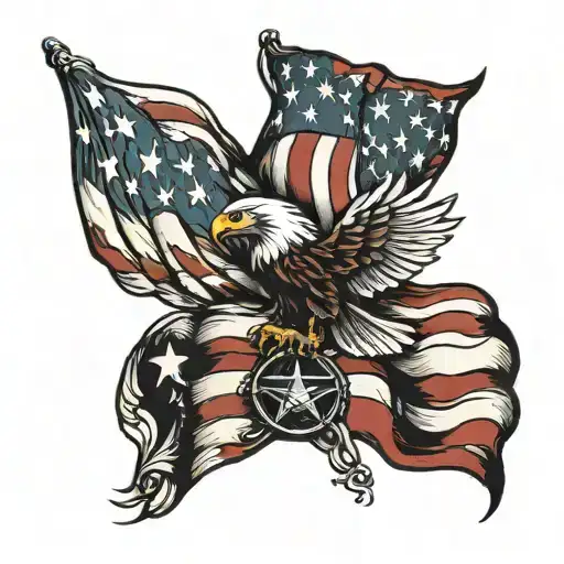 American Flag And Eagle Intertwined