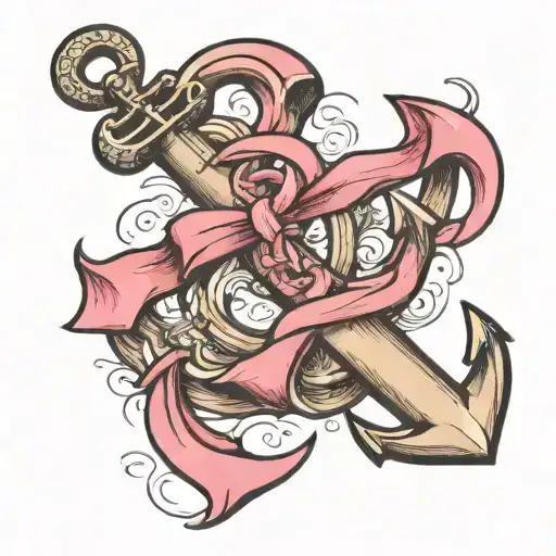 Anchor With Breast Cancer Ribbon