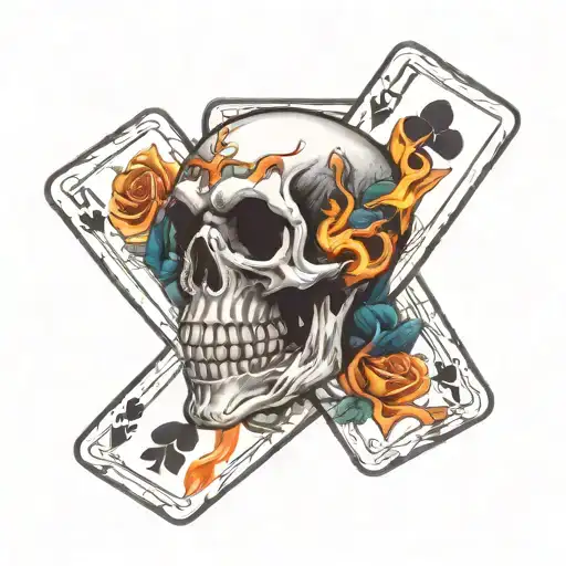 Playing Cards Burning Skeleton Suffering