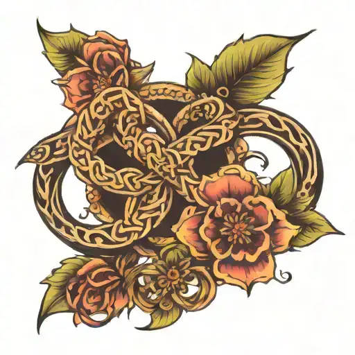 Infinity Symbol Intertwined With Flower Growing