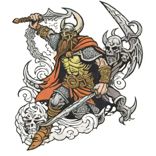 Viking Reaper With Battle A Demon