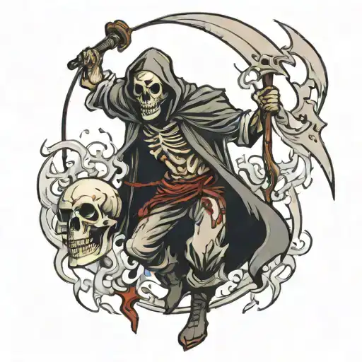 Reaper With Battle A Demon Skull