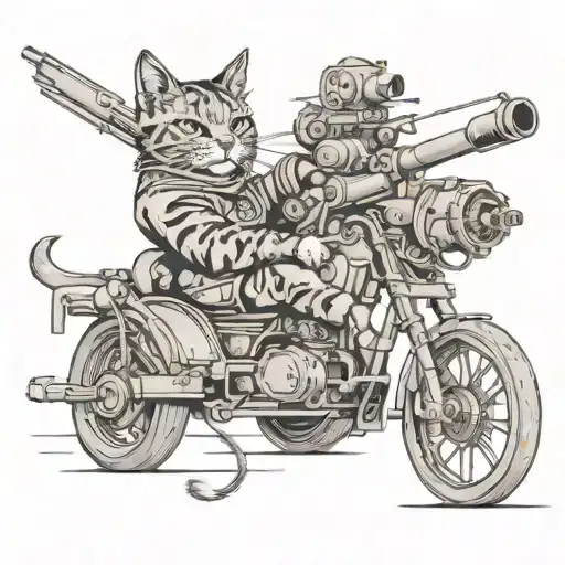Sexy Cat With Wip On War Cannon Shooting