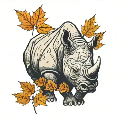 Black Rhino With Maple Leafs Growing