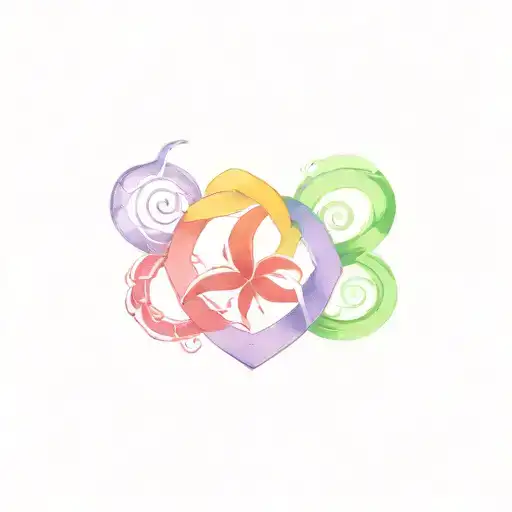 Family Of 4 Elements Intertwined Symbolizing The Love And Eternity