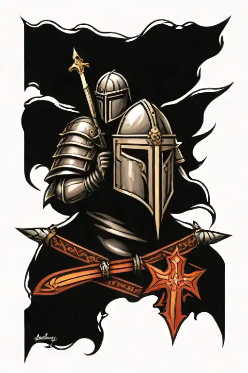 Christian Templar Knight With Angel Wings