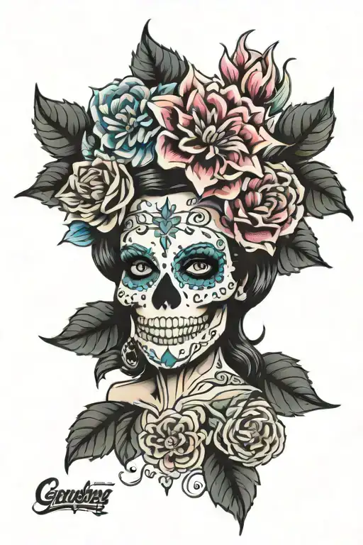 Sugar Skull Dallas Cowboys Feminine Dahlia Flower