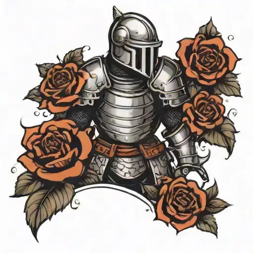 Knight Facing Forward Surrounded By Black Roses
