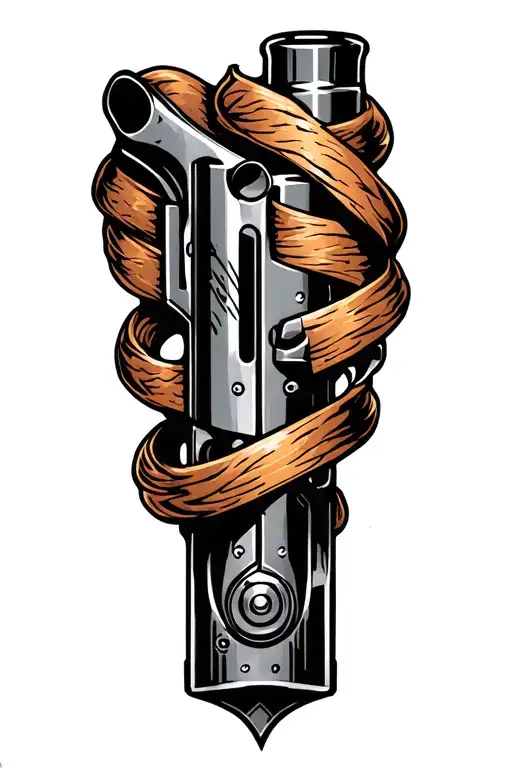 Gun Barrel Intertwined Representing Strength Inspired By The Client's