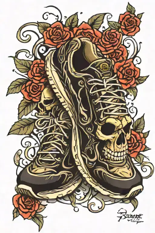 Skull And Running Shoe