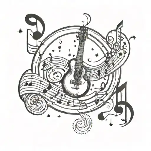 Moon Surrounded My Music Notes