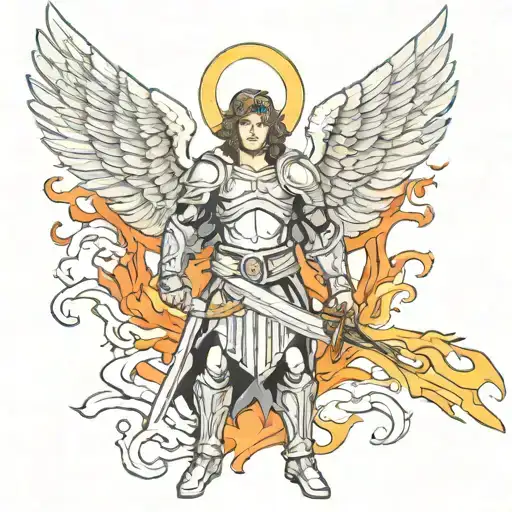 Archangel Michael With Flame Sword