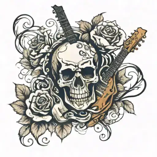 Skulls Roses Guitars Music