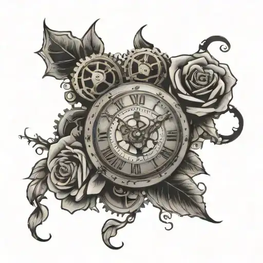 Steampunkgears Clock And Roses