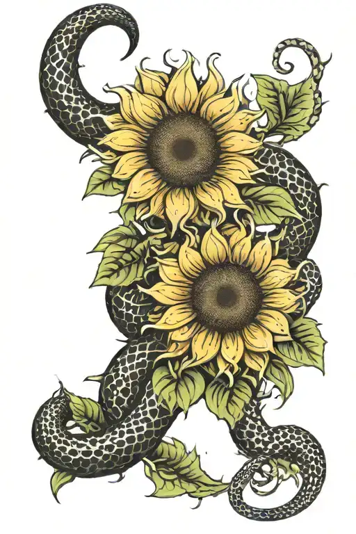 Sunflower And Snake Wrapped